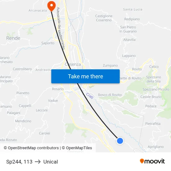 Provincial Road 244, 113 to Unical map