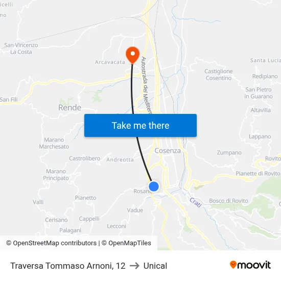 Tommaso Arnoni Traverse, 12 to Unical map