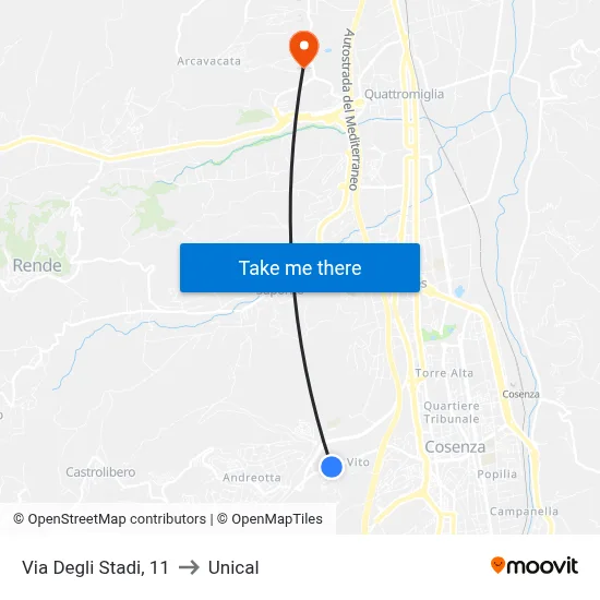 Stadium Street, 11 to Unical map