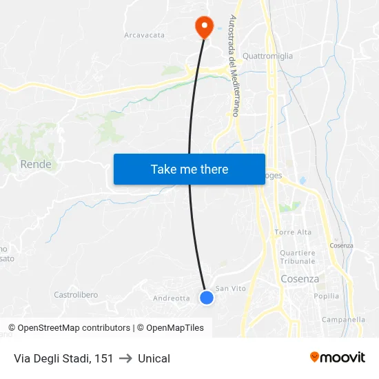 Stadium Street, 151 to Unical map