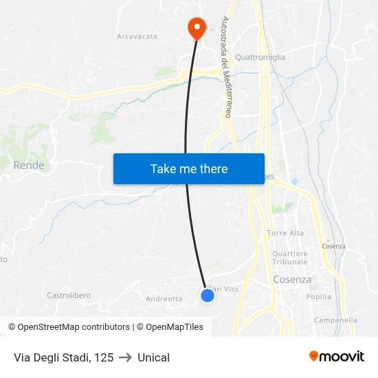 Stadium Street, 125 to Unical map