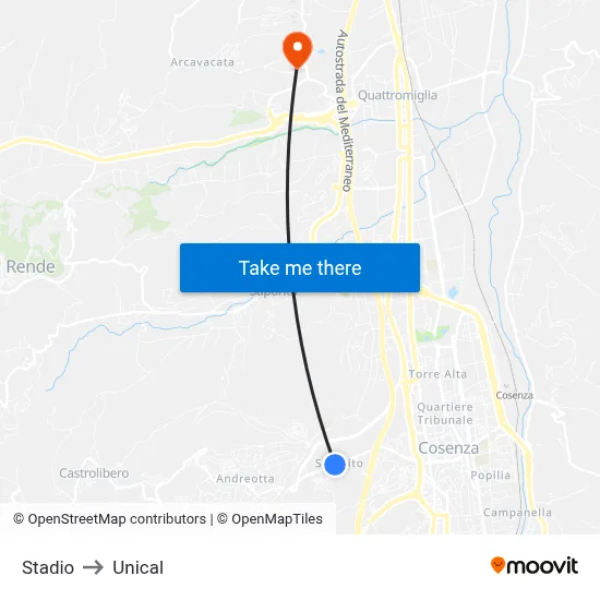 Stadium to Unical map