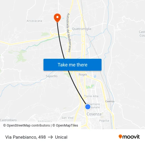 498 Panebianco Street to Unical map