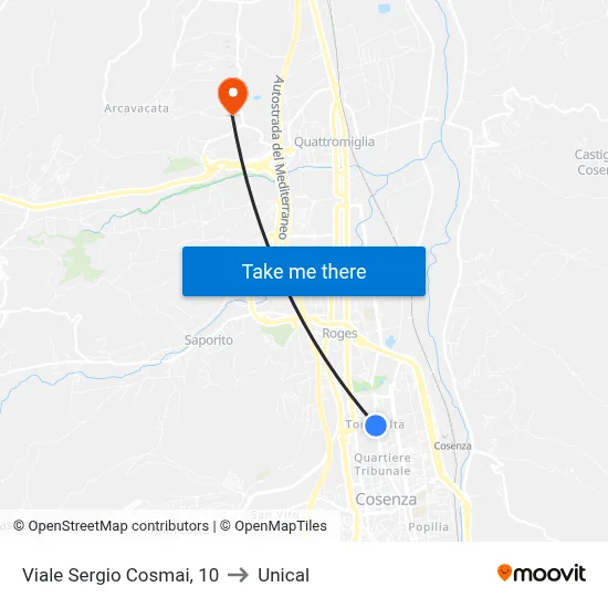 Sergio Cosmai Avenue, 10 to Unical map