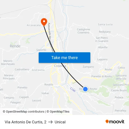 Antonio De Curtis Street, 2 to Unical map
