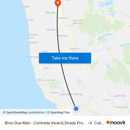 Due Mari Junction - Verardi District, Provincial Road 170/1 - Lamezia Terme to Cubo 34b map