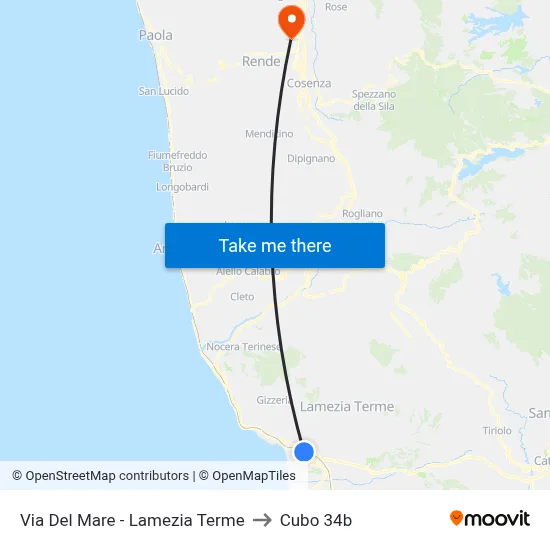 Del Mare Street - Lamezia Terme to Cubo 34b map