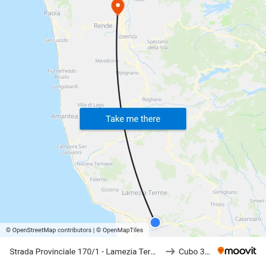 Provincial Road 170/1 - Lamezia Terme to Cubo 34b map