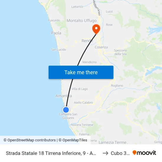 State Road 18 Lower Tyrrhenian, 9 - Amantea to Cubo 34b map
