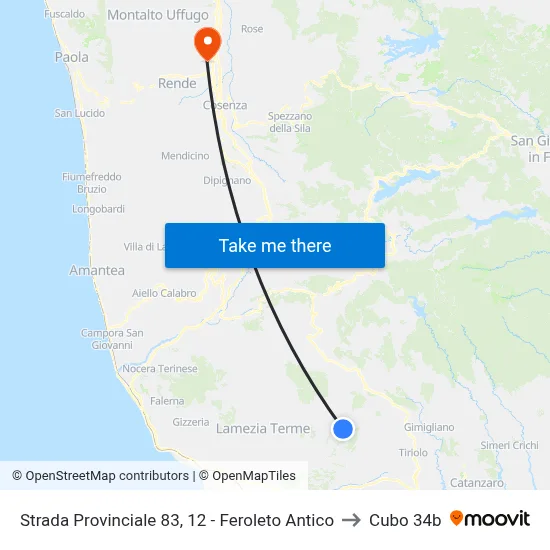 Provincial Road 83, 12 - Feroleto Antico to Cubo 34b map