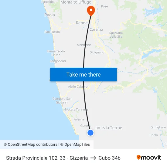 Provincial Road 102, 33 - Gizzeria to Cubo 34b map