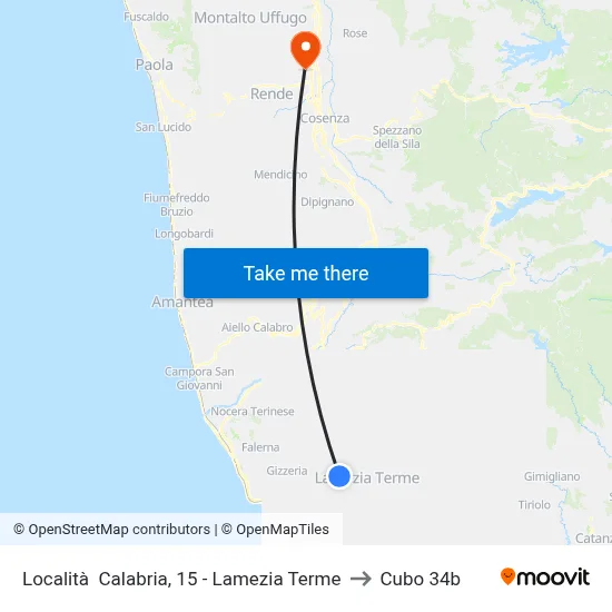 Calabria Location, 15 - Lamezia Terme to Cubo 34b map