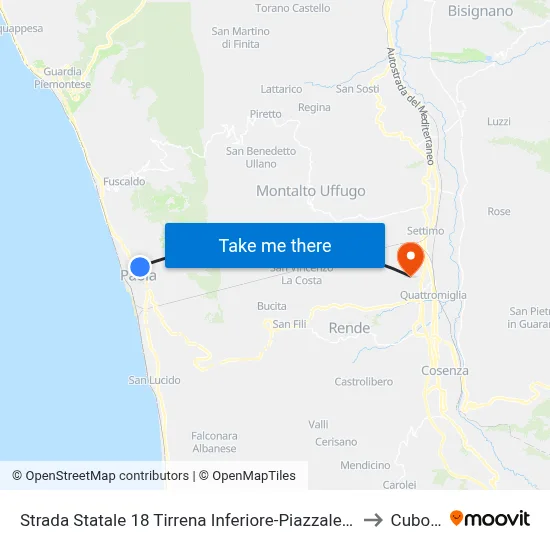 State Road 18 Tirrena Inferiore-Croce District Square - Paola to Cubo 34b map