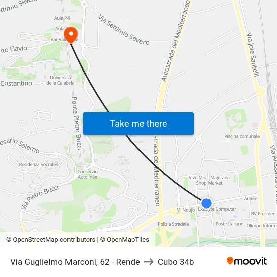 Guglielmo Marconi Street, 62 - Rende to Cubo 34b map