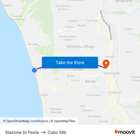 Paola Station to Cubo 34b map