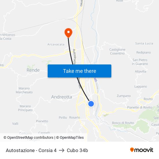 Autostazione - Corsia 4 to Cubo 34b map