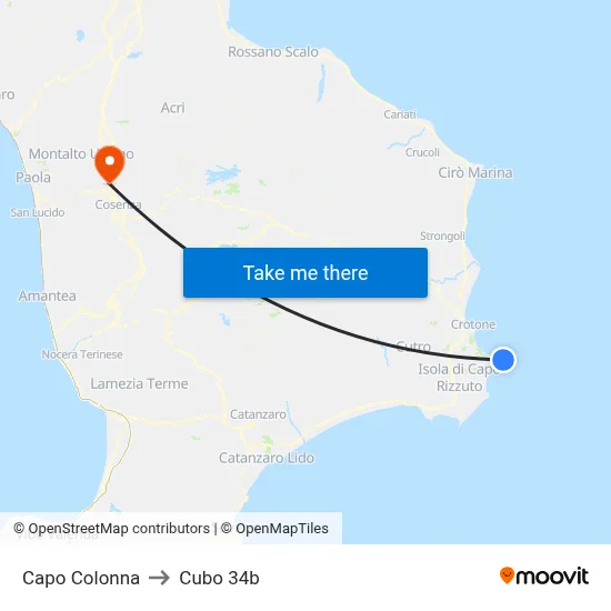 Capo Colonna to Cubo 34b map