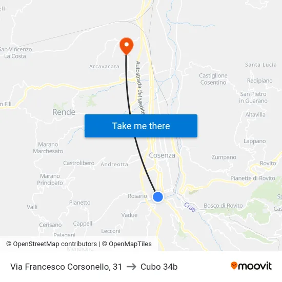 Francesco Corsonello Street, 31 to Cubo 34b map