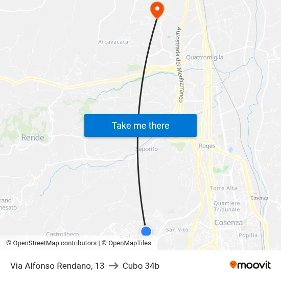 Alfonso Rendano Street, 13 to Cubo 34b map