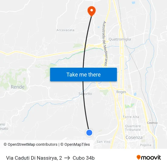 Via Caduti Di Nassirya, 2 to Cubo 34b map