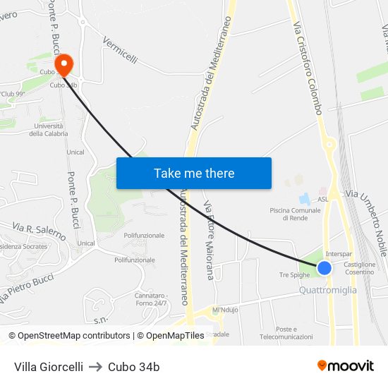 Villa Giorcelli to Cubo 34b map