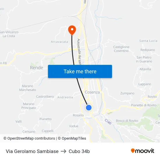 Gerolamo Sambiase Street to Cubo 34b map