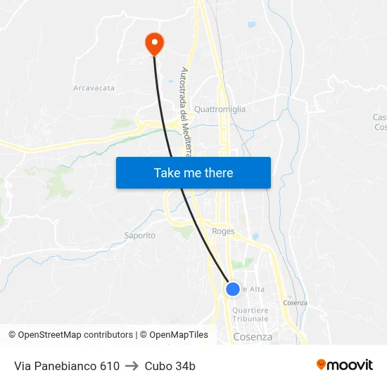 Via Panebianco 610 to Cubo 34b map
