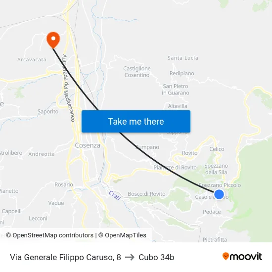 Via Generale Filippo Caruso 8 to Cubo 34b map
