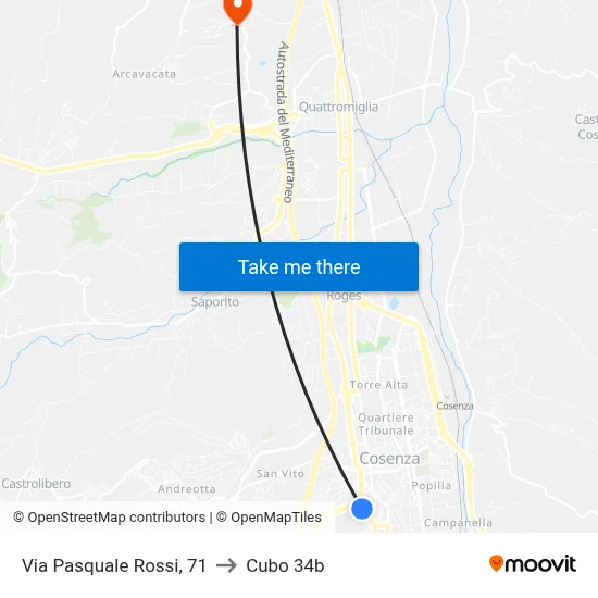 Pasquale Rossi Street 71 to Cubo 34b map