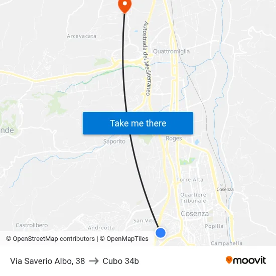 Via Saverio Albo, 38 to Cubo 34b map