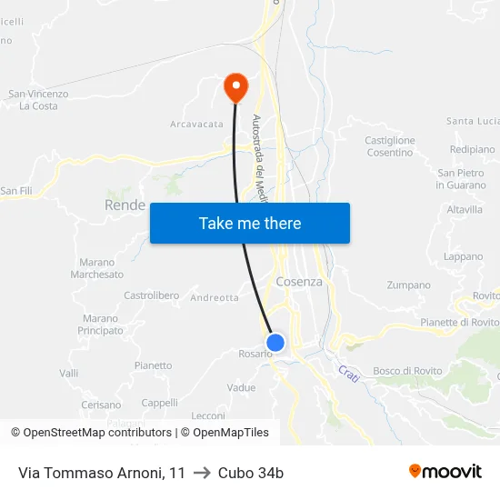 Tommaso Arnoni Street 11 to Cubo 34b map