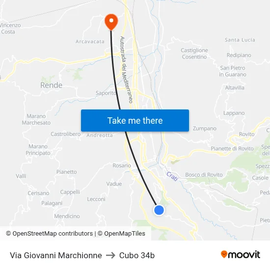 Via Giovanni Marchionne to Cubo 34b map