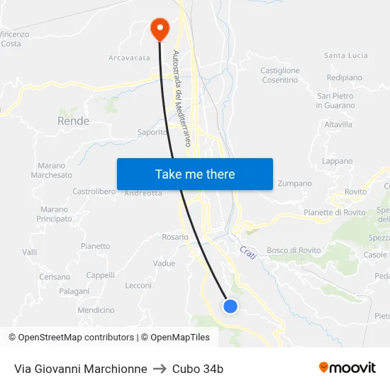 Via Giovanni Marchionne to Cubo 34b map