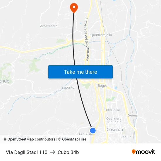 Stadium Street 110 to Cubo 34b map