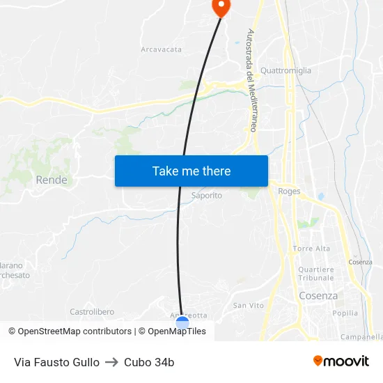 Fausto Gullo Street to Cubo 34b map