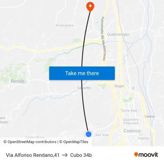 Via Alfonso Rendano, 41 to Cubo 34b map