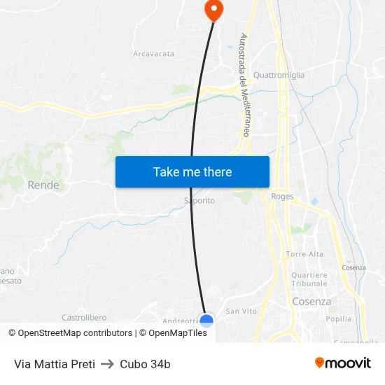 Mattia Preti Street to Cubo 34b map