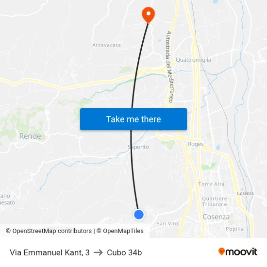 Via Emmanuel Kant, 3 to Cubo 34b map
