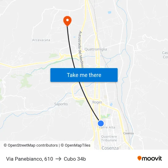 Via Panebianco, 610 to Cubo 34b map