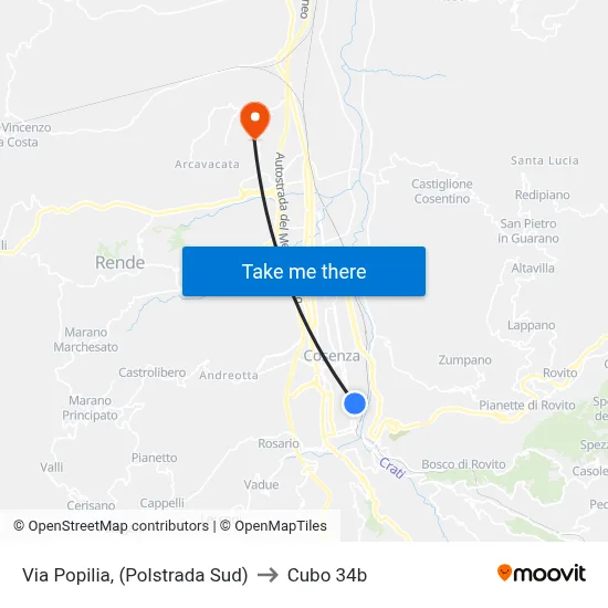 Via Popilia, (Highway Police South) to Cubo 34b map