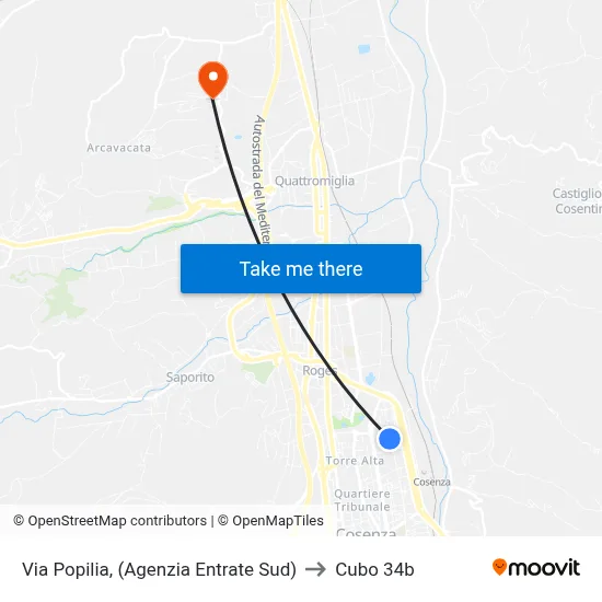 Via Popilia, (Revenue Agency South) to Cubo 34b map