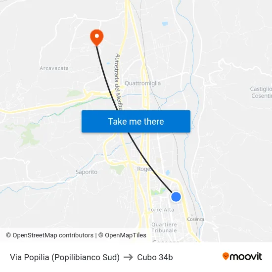 Popilia Street (South Popilibianco) to Cubo 34b map