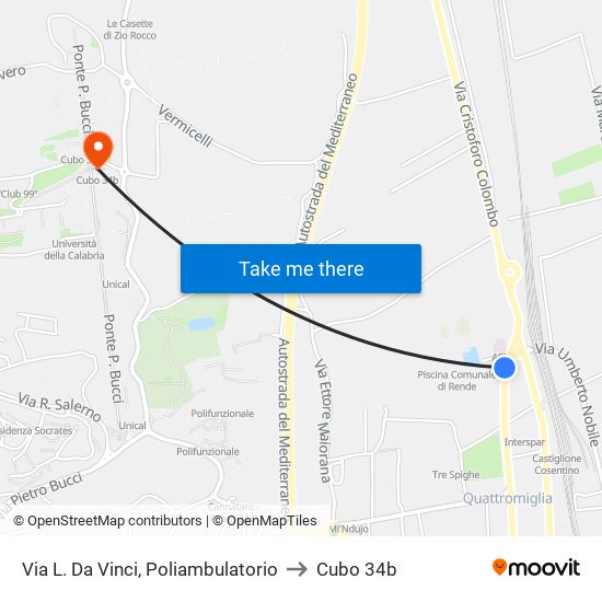 Via L. Da Vinci, Poliambulatorio to Cubo 34b map