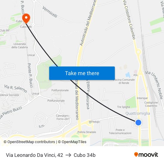 Via Leonardo Da Vinci, 42 to Cubo 34b map