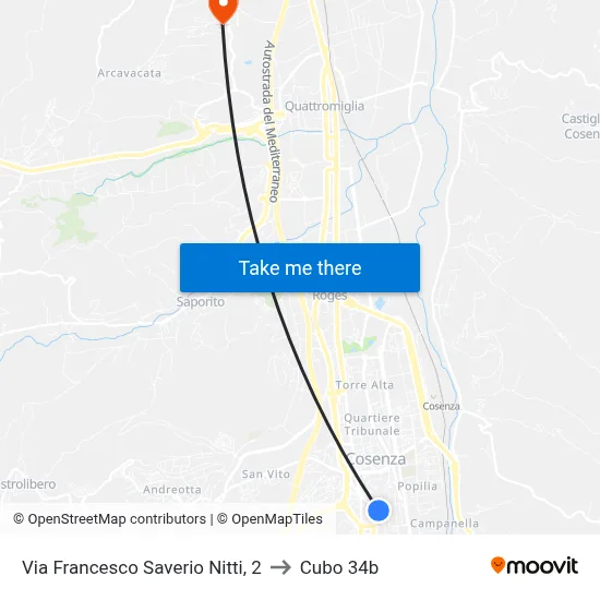 Francesco Saverio Nitti Street, 2 to Cubo 34b map