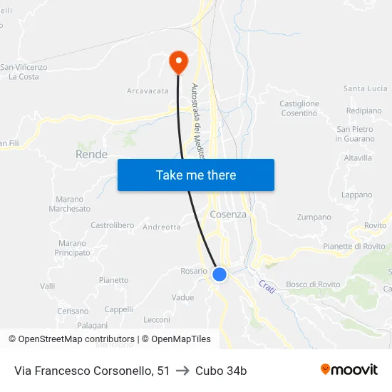 Francesco Corsonello Street, 51 to Cubo 34b map