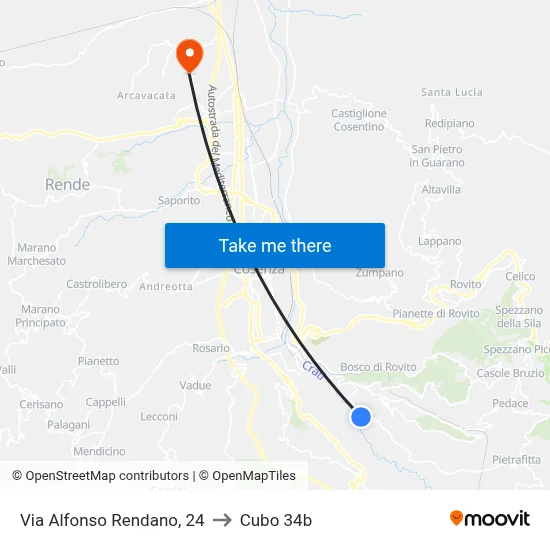 Alfonso Rendano Street, 24 to Cubo 34b map