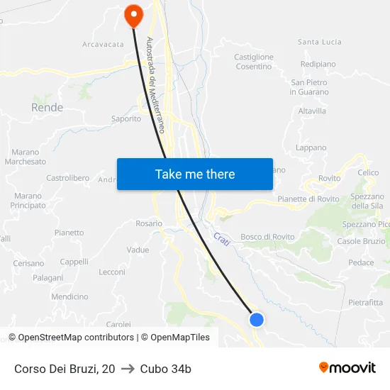 Corso Dei Bruzi, 20 to Cubo 34b map