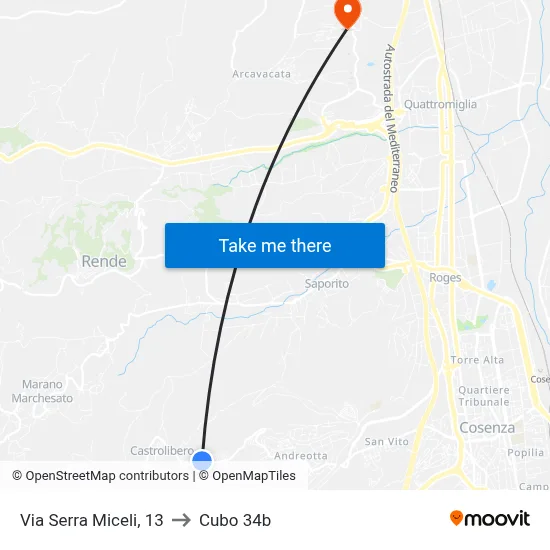 Via Serra Miceli, 13 to Cubo 34b map