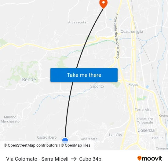 Via Colomato - Serra Miceli to Cubo 34b map